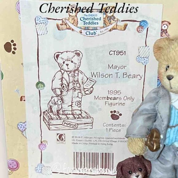 Enesco Cherished Teddies Club Member Figurine - "Mayor Wilson T. Beary" (1995) - Picture 4 of 9